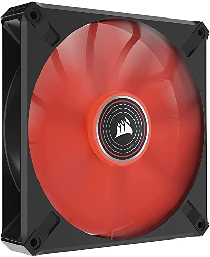 Corsair ML140 LED ELITE, 140mm PWM-Lüfter mit LEDs (CORSAIR AirGuide-Technologie, Magnetschwebelager, Bis zu 1.600 U/min, acht helle LEDs, Geräuscharm, Hoher Luftstrom) Einzelpackung - Rot von Corsair