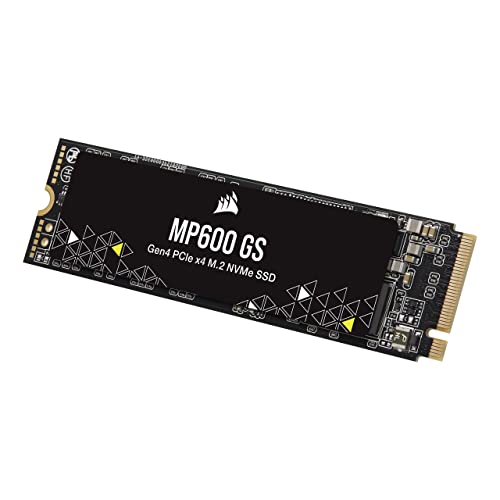 Corsair MP600 GS 500 GB PCIe Gen4 x4 NVMe M.2-SSD – Hochdichter TLC NAND – M.2 2280-Formfaktor – Kompatibel mit DirectStorage – Bis zu 4.800 MB/s – Ideal für PCIe 4.0-Notebooks – Schwarz von Corsair