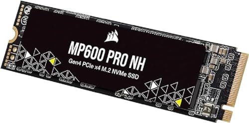 Corsair MP600 PRO NH 500 GB PCIe Gen4 x4 NVMe M.2-SSD – Hochdichter TLC NAND – M.2 2280-Formfaktor – Kompatibel mit DirectStorage – Bis zu 6.600 MB/s – Ohne Kühlkörper – Schwarz von Corsair