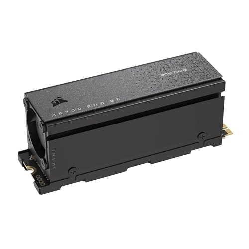 Corsair MP700 PRO SE mit Luftkühler 2TB PCIe 5.0 x4 NVMe 2.0 M.2 SSD – M.2 2280 – Bis zu 14.000 MB/s. Sequentielles Lesen – Hochdichter 3D TLC NAND – Schwarz von Corsair
