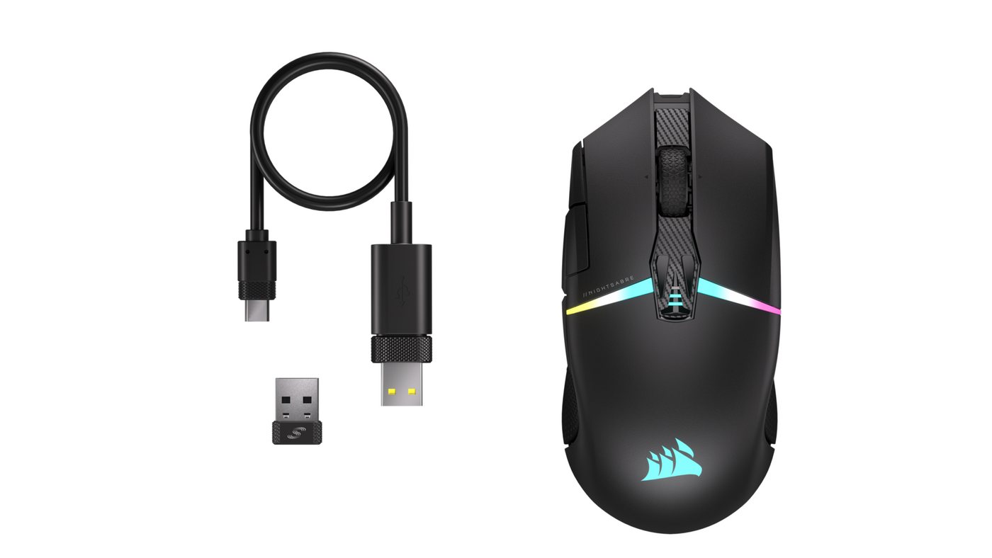 Corsair NIGHTSABRE WIRELESS Gaming-Maus (Bluetooth, Funk, RGB-Gaming-Maus) von Corsair