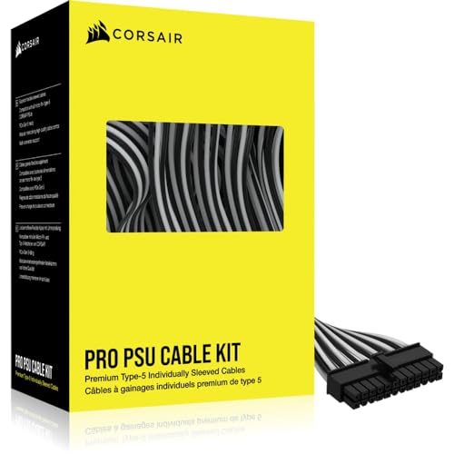 Corsair Premium Einzeln ummantelte Typ-5 PSU-Kabel – Pro Kit – Schwarz & Weiß von Corsair