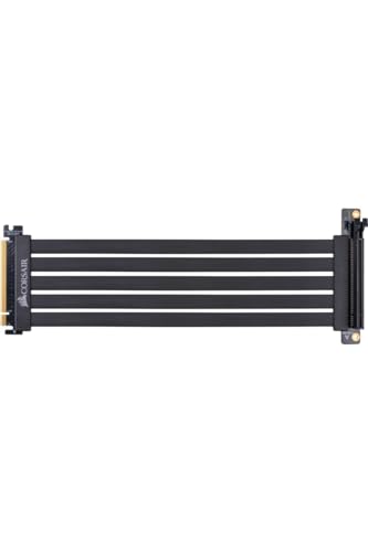 Corsair Premium PCIe 3.0 x16-Verlängerungskabel, 300 mm (EMI-abgeschirmt, vollflexibel, 90-Grad-weiblicher PCIe-Anschluss), schwarz von Corsair