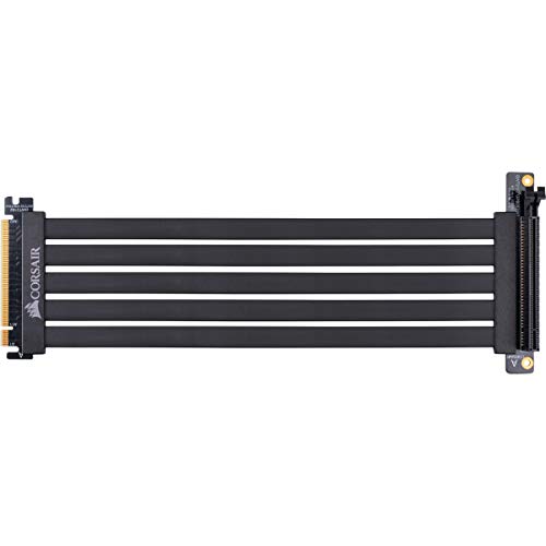 Corsair Premium PCIe 3.0 x16-Verlängerungskabel, 300 mm (EMI-abgeschirmt, vollflexibel, 90-Grad-weiblicher PCIe-Anschluss), schwarz von Corsair