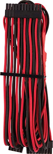Corsair Premium Sleeved 24 pin-Polig-ATX-Kabel Typ4 (Generation 4-Serie) Rot/Schwarz von Corsair
