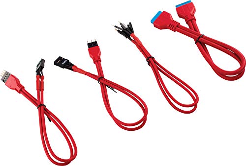 Corsair Premium Sleeved Front Panel Extension Kabel Verlängerungskit, Rot von Corsair