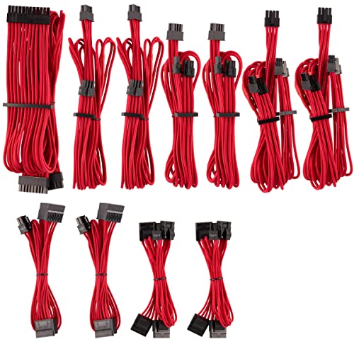 Corsair Premium Sleeved Netzteil Pro-Kabel-Set Typ4 (Generation 4-Serie) Rot von Corsair