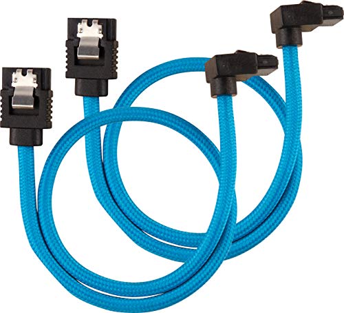 Corsair Premium Sleeved SATA 3 Kabel gewinkelt / gerade (6Gbps, 30 cm 90°) Blau von Corsair