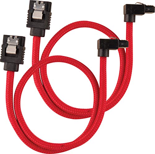 Corsair Premium Sleeved SATA 3 Kabel gewinkelt / gerade (6Gbps, 30 cm 90°) Rot von Corsair