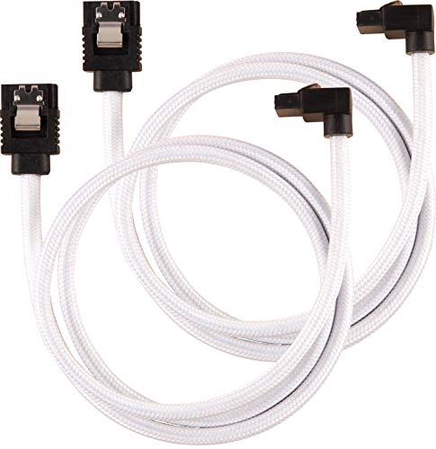Corsair Premium Sleeved SATA 3 Kabel gewinkelt / gerade (6Gbps, 60 cm 90°) Weiß von Corsair