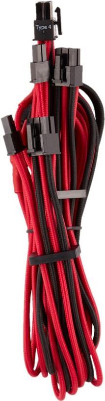 Corsair Premium individually sleeved (Type 4, Generation 4) - Stromkabel - 8-poliger PCIe Power (W) eingerastet bis 8-poliger PCIe Power (6+2) (W) eingerastet - 65 cm - Schwarz, Rot (Packung mit 2) (CP-8920254) von Corsair
