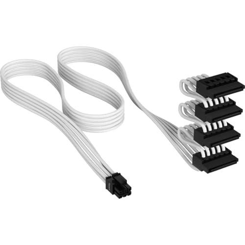 Corsair PSU SATA-Kabel Typ 5 (4 Stecker) mit einfacher Ummantelung, Weiß von Corsair