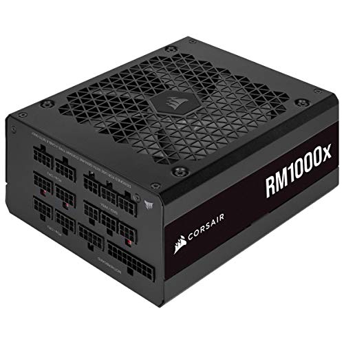 Corsair RM1000x 80 PLUS Gold vollmodulares ATX 1000 Watt Netzteil (135 mm magnetischer Schwebeventilator, breite Kompatibilität, zuverlässige japanische Kondensatoren, extrem schnelles Wachen aus dem Schlaf), Schwarz von Corsair