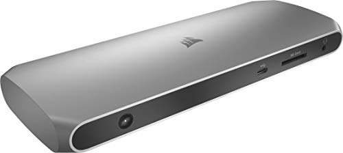 Corsair TBT100 Thunderbolt™ 3 Dock (Zwei USB-C 3.1, Zwei USB-A 3.1-Anschlüsse, Zwei HDMI-Ports, 3,5-mm-Audio-Kombianschluss, Gigabit-Ethernet, SD-Kartenleser, Mac-und Windows-Kompatibel) Aluminium von Corsair