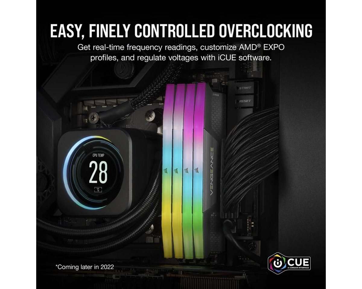 Corsair VENGEANCE RGB DDR5 5600MT/s 64GB (4x16GB) Arbeitsspeicher (optimiert für AMD-Mainboards, RGB) von Corsair