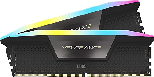 Corsair VENGEANCE RGB DDR5 RAM 32GB (2x16GB) 5600MHz CL40 Intel XMP iCUE Kompatibel Computer Speicher - Schwarz (CMH32GX5M2B5600C40K) von Corsair