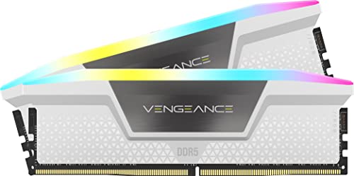 Corsair VENGEANCE RGB DDR5 RAM 64GB (2x32GB) 5200MHz CL40 Intel XMP iCUE Kompatibel Computer Speicher - Weiß (CMH64GX5M2B5200C40W) von Corsair