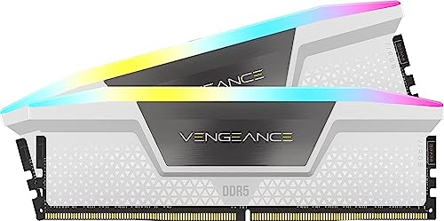 Corsair VENGEANCE RGB DDR5 RAM 64GB (2x32GB) 5600MHz CL36 Intel XMP iCUE Kompatibel Computer Speicher - Weiß (CMH64GX5M2B5600C36W) von Corsair