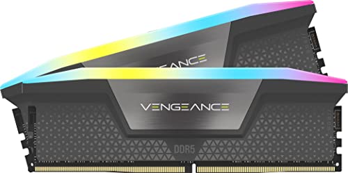 Corsair VENGEANCE RGB DDR5 RAM 64GB (2x32GB) 5600MHz CL40 AMD EXPO iCUE Kompatibel Computer Speicher - Grau (CMH64GX5M2B5600Z40K) von Corsair