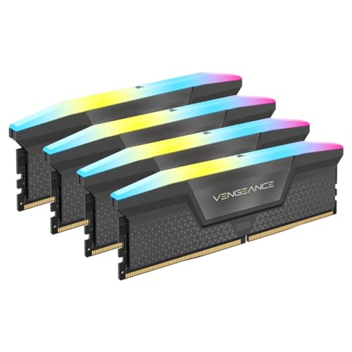 Corsair VENGEANCE RGB DDR5 RAM 64GB (4x16GB) 5600MHz CL36 AMD EXPO iCUE Kompatibel Computer Speicher - Grau (CMH64GX5M4B5600Z36) von Corsair