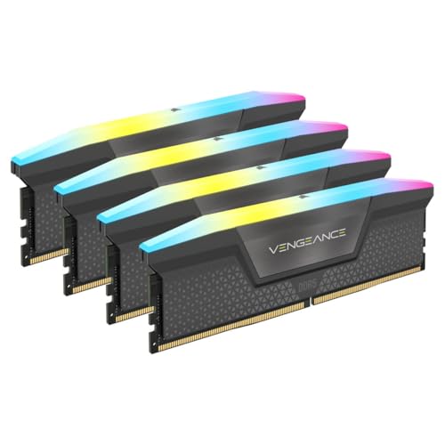 Corsair VENGEANCE RGB DDR5 RAM 64GB (4x16GB) 5600MHz CL36 AMD EXPO iCUE Kompatibel Computer Speicher - Grau (CMH64GX5M4B5600Z36) von Corsair