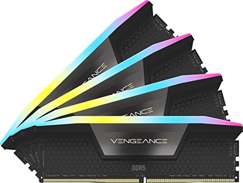 Corsair VENGEANCE RGB DDR5 RAM 64GB (4x16GB) 6200MHz CL32 Intel XMP iCUE Kompatibel Computer Speicher - Schwarz (CMH64GX5M4B6200C32) von Corsair