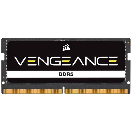 Corsair VENGEANCE SODIMM DDR5 RAM 16GB (1x16GB) 4800MHz CL40 Intel XMP iCUE Kompatibel Computer Speicher - Schwarz (CMSX16GX5M1A4800C40) von Corsair