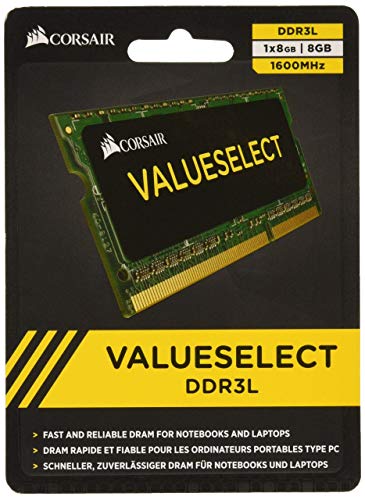 Corsair Value Select SODIMM 8GB (1x8GB) DDR3L 1600MHz C11 Speicher für Laptop/Notebooks - Schwarz von Corsair