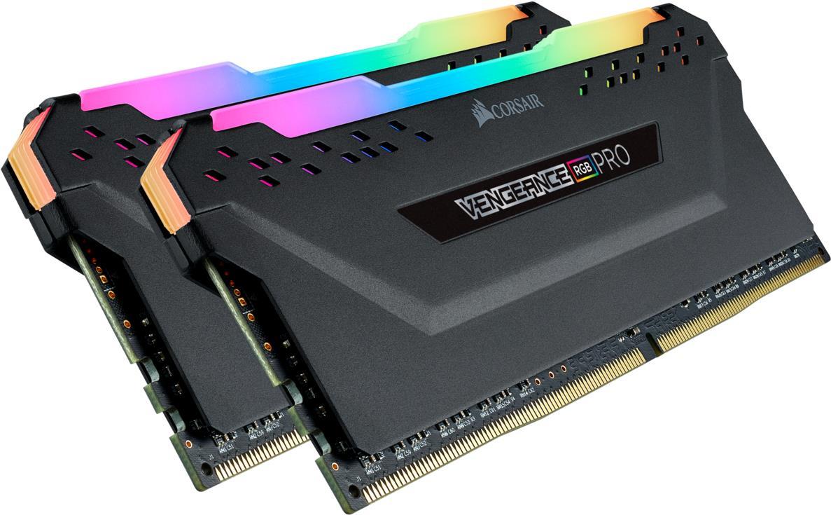 Corsair Vengeance RGB PRO - DDR4 - 16 GB: 2 x 8 GB - DIMM 288-PIN - 3600 MHz / PC4-28800 - CL18 - 1.35 V - ungepuffert - non-ECC - Schwarz (CMW16GX4M2D3600C18) von Corsair