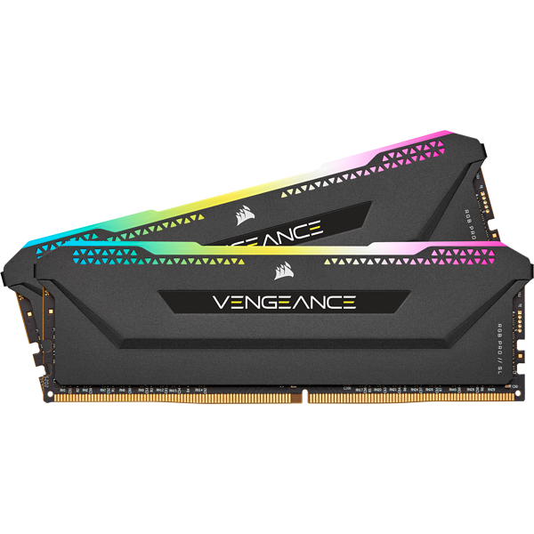 Corsair Vengeance RGB PRO SL - DDR4 - Kit - 16 GB: 2 x 8 GB - DIMM 288-PIN - 3200 MHz / PC4-25600 - CL16 - 1.35 V - ungepuffert - non-ECC - Schwarz (CMH16GX4M2E3200C16) von Corsair