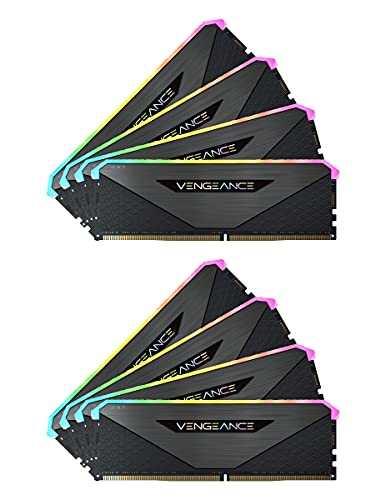 Corsair Vengeance RGB RT 256 GB (8 x 32 GB) DDR4 3.200MHz C16 Arbeitsspeicher (Dynamische RGB-Beleuchtung, Optimiert für AMD 300/400/500 Series, Kompatibilität mit Intel 300/400/500 Series) Schwarz von Corsair