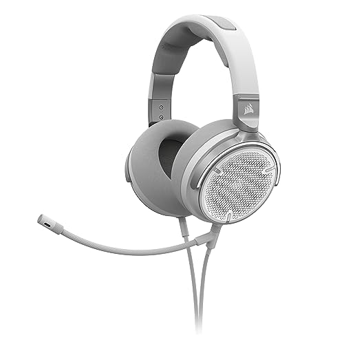 Corsair Virtuoso PRO Gaming-Headset mit offenem Rücken, abnehmbares, unidirektionales Mikrofon, 50 mm Graphen-Treiber, 20 Hz - 40 kHz Frequenzgang, Weiß von Corsair