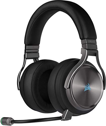 Corsair Virtuoso RGB Wireless SE High-Fidelity-Gaming-Headset (7.1-Surround-Sound, Omnidirektionales Mikrofon in Broadcast-Qualität, Kompatibel mit PC, PS4, Switch und Mobilgeräten) Gunmetal von Corsair