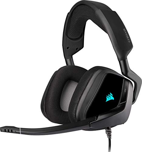 Corsair Void Elite RGB USB Gaming Headset (7.1 Surround Sound, iCUE RGB-Beleuchtung, Mikrofaser und Memory-Schaumstoff Ohrpolster, für PC, Xbox One, PS4, Switch und Mobilgeräte) carbon, Schwarz von Corsair