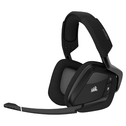 Corsair Void Elite RGB Wireless Gaming Headset (7.1 Surround Sound, Ultraniedrige Latenz, 12 Meter Reichweite, Omnidirektionales Mikrofon, iCUE RGB-Beleuchtung, für PC und PS4) carbon, Schwarz von Corsair