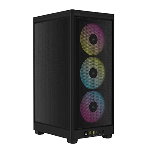 Corsair iCUE 2000D RGB Airflow PC-Gehäuse Mini ITX – Form Mini-ITX – Platten aus Stahl – 3 x Slim AF120 RGB inklusive – iCUE Lighting Node Core Controller – Schwarz von Corsair