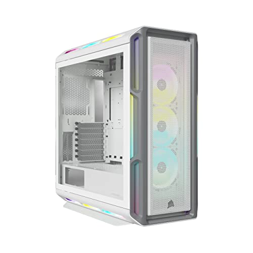 Corsair iCUE 5000T RGB Mid-Tower-ATX-PC-Gehäuse - 208 ansteuerbare RGB-LEDs - Platz für mehrere 360-mm-Radiatoren - drei integrierte CORSAIR LL120 RGB-Lüfter - COMMANDER CORE XT-Controller - Weiß von Corsair