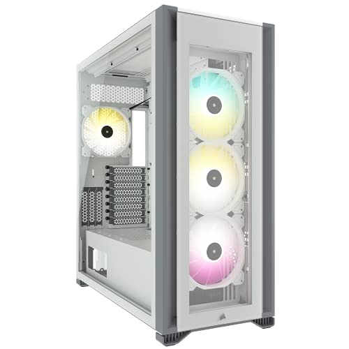 Corsair iCUE 7000X RGB Full-Tower-ATX-PC-Gehäuse (Drei Scheiben aus Gehärtetem Glas, Vier 140-mm-RGB-Lüfter Inbegriffen, Einfache Kabelführung, Smarte RGB- und Lüfterdrehzahl-Steuerung) Weiß von Corsair