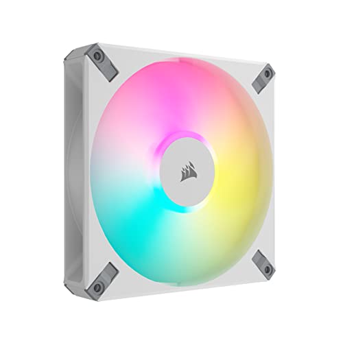 Corsair iCUE AF140 RGB Elite 140mm PWM-Lüfter - Acht RGB-LEDs - AirGuide-Technologie - Fluiddynamisches Lager - Null-Drehzahl-Lüftermodus iCUE-Software-Kompatibel - Weiß von Corsair