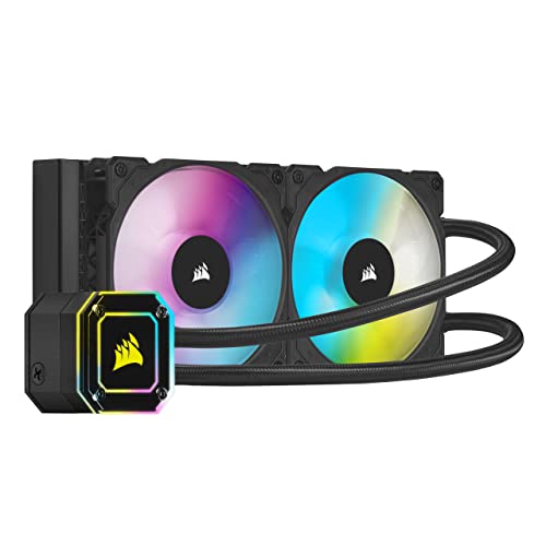 Corsair iCUE H100i Elite CAPELLIX CPU-Flüssigkeitskühlung (33 Ultrahellen CAPELLIX RGB-LEDs, Zwei 120-mm-PWM-Lüfter der ML RGB, 400 bis 2.400 U/min, Inklusive iCUE Commander CORE) Schwarz von Corsair