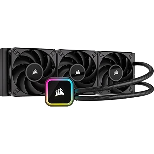 Corsair iCUE H150i RGB Elite CPU-Flüssigkeitskühler (16 Dynamische RGB-LEDs, AF Elite Series 120-mm-FDB-Lüfter, 360-mm-Radiator, iCUE-Software, LGA 1700-, 1200-, 115X-, 2066- und AM4-Sockel) Schwarz von Corsair