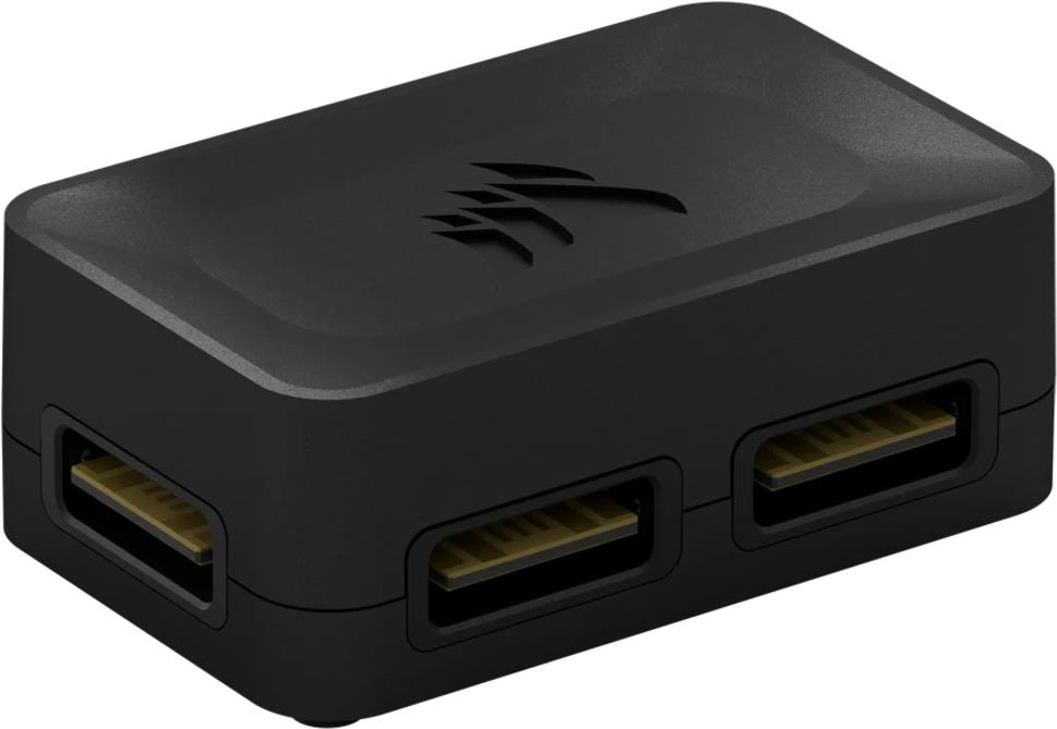 Corsair iCUE LINK 4 Way Splitter. Produktfarbe: Schwarz, Befestigungsart: Magnetisch. Breite: 50 mm, Höhe: 32 mm, Gewicht: 36 g (CX-9070015-WW) von Corsair