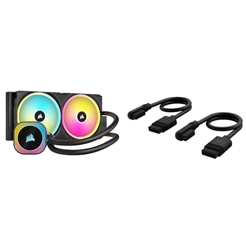 Corsair iCUE LINK H115i RGB Liquid CPU Cooler Bundle - 280mm AIO - Zwei QX140 RGB Lüfter - iCUE LINK System Hub - iCUE LINK Slim 200mm Straight/Slim 90° Kabel - Schwarz von Corsair