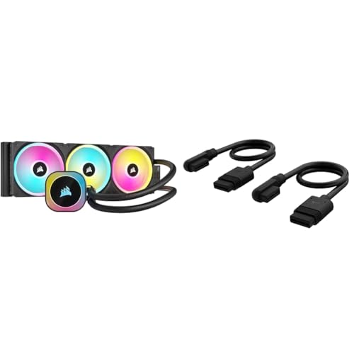 Corsair iCUE LINK H150i RGB Liquid CPU Cooler Bundle - 360mm AIO - DREI QX120 RGB Lüfter - iCUE LINK System Hub - iCUE LINK Slim 200mm Straight/Slim 90° Kabel - Schwarz von Corsair