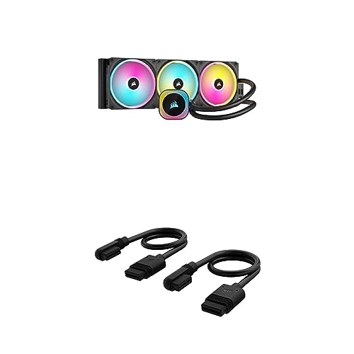 Corsair iCUE LINK H170i RGB Liquid CPU Cooler Bundle - 420mm AIO - Drei QX140 RGB-Lüfter - iCUE LINK System Hub - iCUE LINK Slim 200mm Straight/Slim 90° Kabel - Schwarz von Corsair