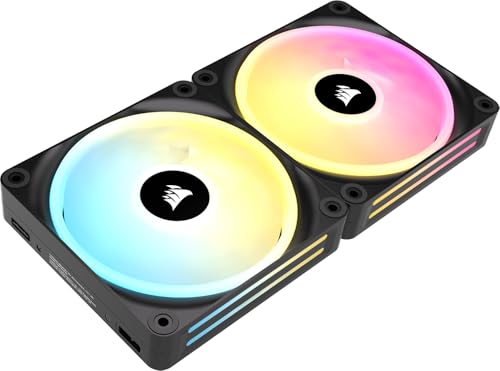 Corsair iCUE LINK QX140 RGB 140mm Magnetic Dome RGB Fans - Doppelter Lüfter-Starter-Kit mit iCUE LINK System-Hub - Schwarz von Corsair