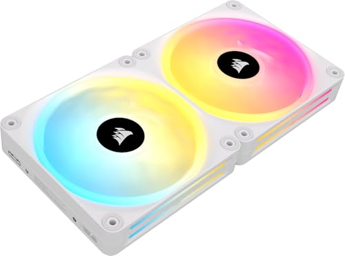 Corsair iCUE LINK QX140 RGB 140mm Magnetic Dome RGB Fans - Doppelter Lüfter-Starter-Kit mit iCUE LINK System-Hub - Weiß von Corsair