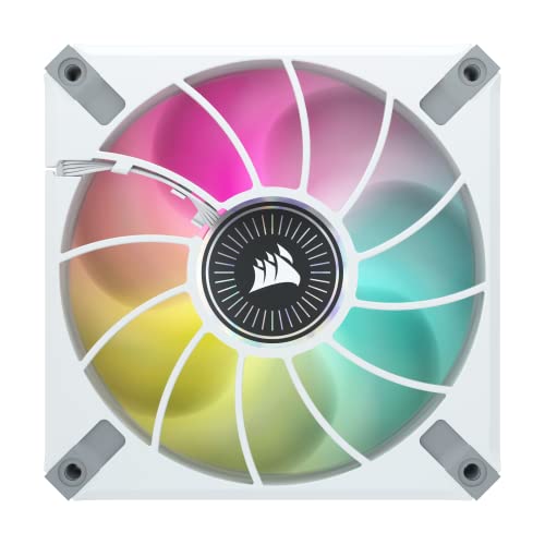 Corsair iCUE ML120 RGB ELITE, 120-mm-PWM-RGB-Lüfter (CORSAIR AirGuide-Technologie, Magnetschwebelager, Bis zu 2.000 U/min, Zero RPM-Modus, inklusive iCUE Lighting Node CORE) Dreierpack - Weiß von Corsair