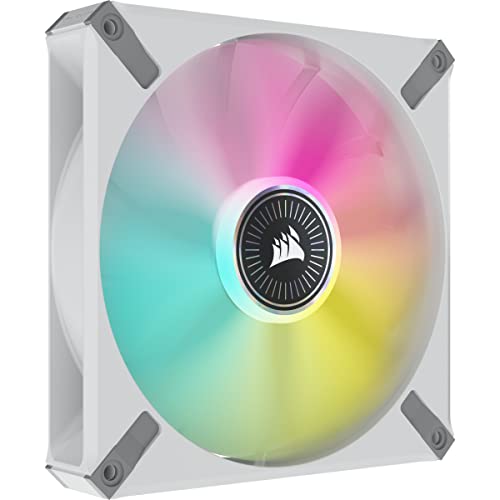 Corsair iCUE ML140 RGB ELITE, 140-mm-PWM-RGB-Lüfter (CORSAIR AirGuide-Technologie, Magnetschwebelager, Bis zu 1.600 U/min, Zero RPM-Modus, Geräuscharm, Hoher Luftstrom) Einzelpackung - Weiß von Corsair