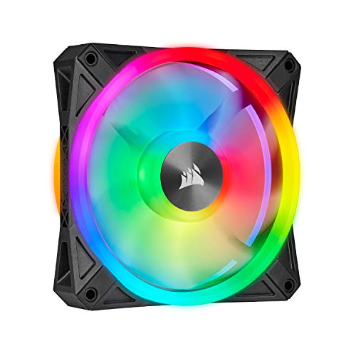 Corsair iCUE QL120 RGB, 120-mm-RGB-LED-PWM-Lüfter (34 Einzeln Ansteuerbare RGB-LEDs, Schwindigkeiten Bis zu 1,500 U/Min, Geräuscharm) Einzelpackung - schwarz von Corsair